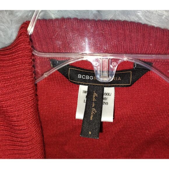 BCBG MAXAZRIA 100% Merino Wool Sweater Size Small Red Fall Winter RN80734 - Picture 5 of 5